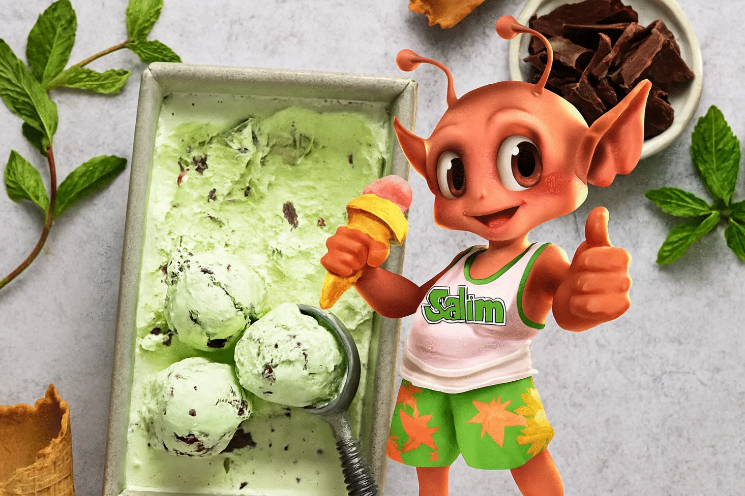 Helado de menta con chocolate